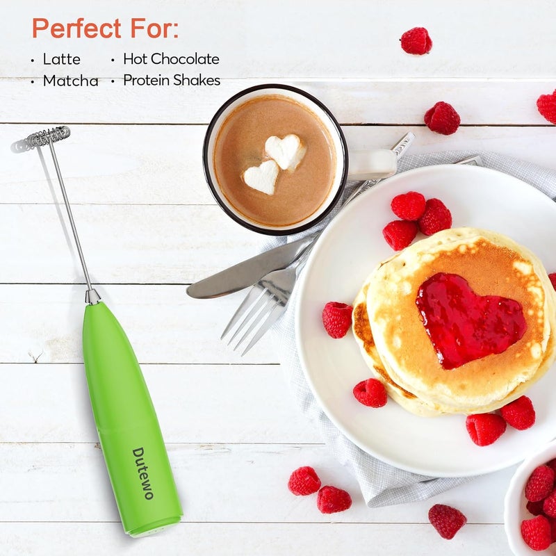 Dutewo Hand Mixer Milk Frother for Coffee - Frother Handheld Foam Maker for Lattes, Electric whisk Drink Mixer Mini Foamer for Cappuccino, Frappe, Matcha, Hot Chocolate, Yellow 359C(Green) - Image 5